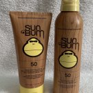 2 Sun Bum Sunscreen SPF 50 Suntan Lotion & Spray 6 oz Water Resistant 80 mins