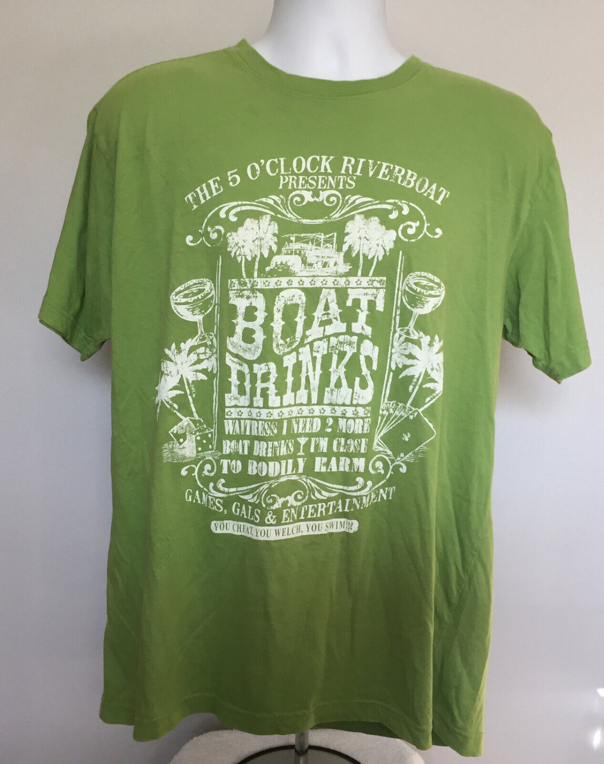 Margaritaville 5 O'Clock Riverboat Boat Drinks Mens T Shirt XL