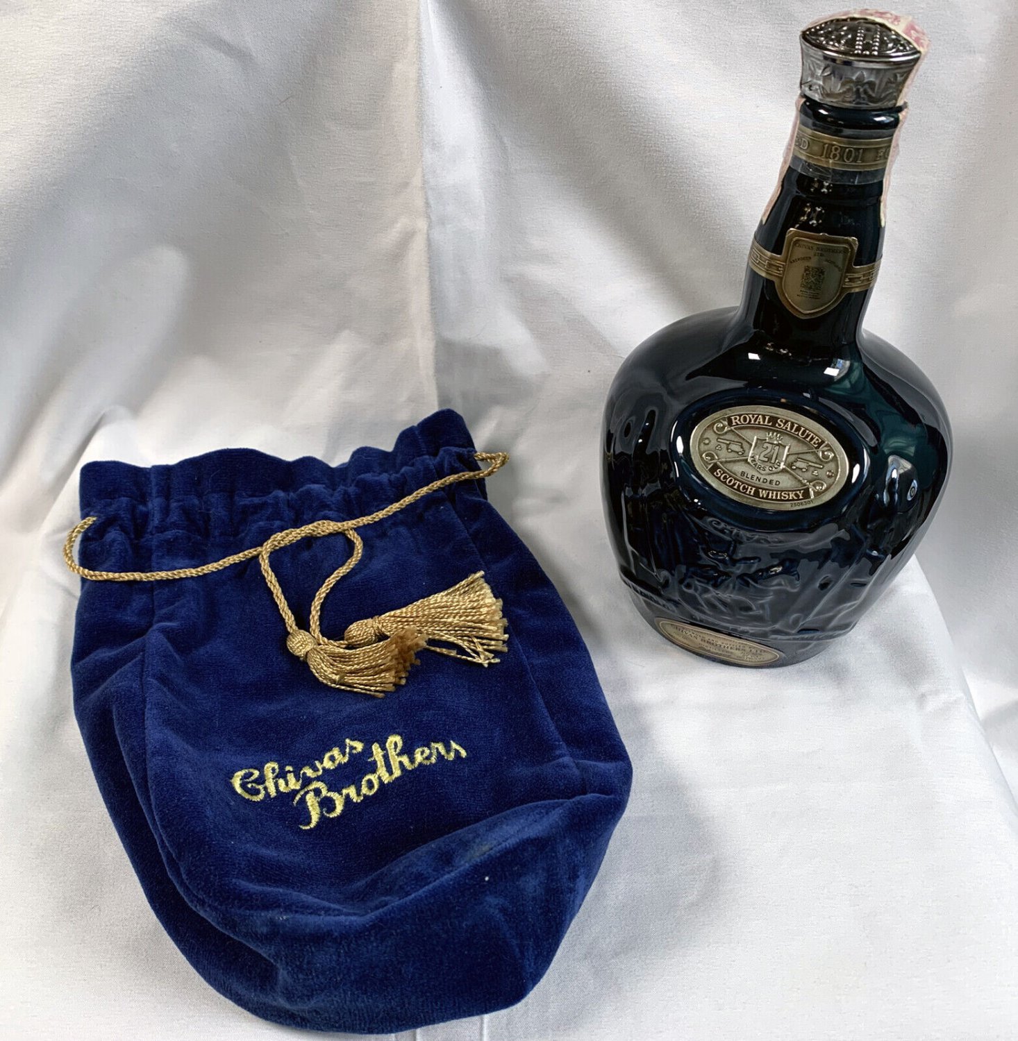 Empty Blue Royal Salute Scotch Whisky Bottle Wade Chivas Brothers