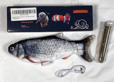 Flippity Fish Pet Cat Dog Toy Interactive Motion Activated Rechargeable USB Plug