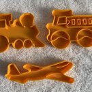 3 LK MFG CO Cookie Cutters Plastic Airplane Train Firetruck