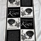 New Zealand Kiwi Flightless Bird Themed Tea Towel Black White Cotton