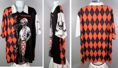 Golfoholic Skull Skeleton Golfer Logo Polo Golf Shirt Mens 4XL Argyle Polyester