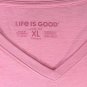 Life is Good Save the Bees V Neck Cool T Shirt Womens XL Pink Honeycombs
