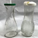 2 Vintage Good Seasons Diamond Glass Cruet 1 Envelope Size + Green Lid Cruet