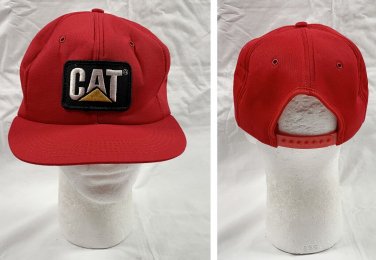 VTG CAT Caterpillar Snapback Baseball Hat Mens Embroidered Logo Patch Red USA