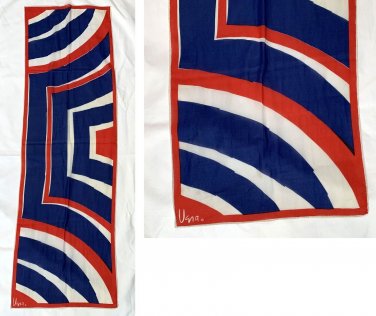 Vintage Vera Head Scarf Wrap Rectangular Red White Blue Design