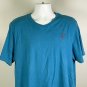 Nike RF Roger Federer Tennis V Neck T Shirt Mens XL Blue Cotton Red Logo