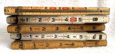 5 Lufkin X46 Red End Folding Wood Ruler Royal Oxwall Arrow Supreme USA Vtg Lot