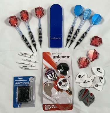Unicorn Soft Tip Darts Flights Case Accessories Lot