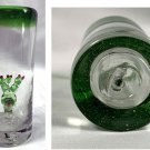 Hand Blown Sleeping Mexican Man Sombrero Cactus Shot Glass 2 oz Green Rim 3.5"