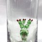 Hand Blown Sleeping Mexican Man Sombrero Cactus Shot Glass 2 oz Green Rim 3.5"