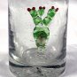 Hand Blown Sleeping Mexican Man Sombrero Cactus Shot Glass 2 oz Green Rim 3.5"