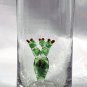 Hand Blown Sleeping Mexican Man Sombrero Cactus Shot Glass 2 oz Green Rim 3.5"