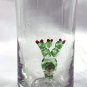 Hand Blown Sleeping Mexican Man Sombrero Cactus Shot Glass 2 oz Green Rim 3.5"
