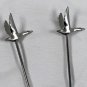 2 Etched Grey Goose Vodka Crystal Cocktail Glasses + Metal Olive Picks