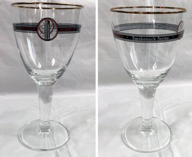 Boulevard brewing Smokestack Series Stemmed Beer Glass Gold Rimmed