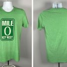 Key West Mile 0 Florida T Shirt Mens Medium Green Polyester Cotton Rayon Mix