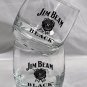 2 New Etched Jim Beam Black Bourbon Whiskey glasses black logo 8 oz