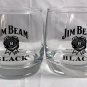 2 New Etched Jim Beam Black Bourbon Whiskey glasses black logo 8 oz