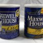 2 Vintage Empty Maxwell House Lite Coffee Can Tins White Lid 11.5 oz