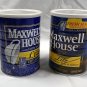 2 Vintage Empty Maxwell House Lite Coffee Can Tins White Lid 11.5 oz