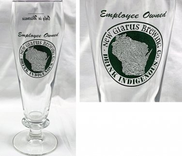 New Glarus Brewing Stemmed Beer Glass Drink Indigenous 14 oz Wisconsin