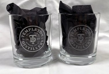 2 New Templeton Rye Distillery Small Town Strong Spirit Cocktail Glasses 8 oz