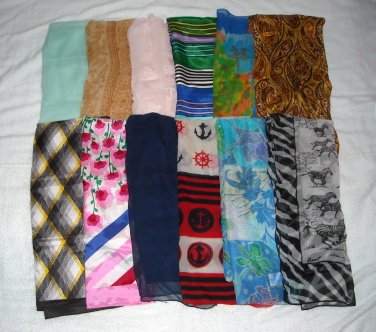 12 Vintage Rectangular Head Scarf Scarves Wraps Solid Patterns Burmel Zebra