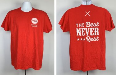 Famous Dave's BBQ Certified Trainer The Best Never Rest T Shirt Mens Large Red