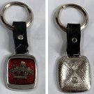 Vintage 1910 Ford Metal Leather Key Ring Fob Holder Red Silver