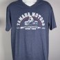 Yamaha Motors High Performance Motor Bikes V Neck T Shirt Mens XL 50/50 Blue