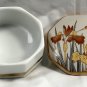 Hummingbird Ceramic Trinket Box Gold Accents Action Japan Made 3" Across