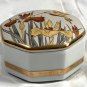 Hummingbird Ceramic Trinket Box Gold Accents Action Japan Made 3" Across