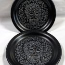 2 New Homer Laughlin Fiesta Black Skull and Vine Appetizer Plates 6.5" Calavera