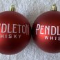 2 New Pendleton Whisky Let 'er Buck Red Plastic Ornaments White logo 3"