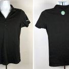 Starbucks coffee Employee Uniform Polo Shirt Womens Large Black Poly cotton