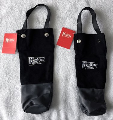 2 New Ketel One Vodka Bottle Bag Embroidered Canvas Black Handle Snaps Gift Tag