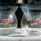 2 New Black Seal Bermuda Black Rum 2 Part Martini Cocktail Glasses VONPOK