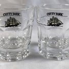 2 New Cutty Sark Scotch Whisky Shot Glasses 2 oz Ship Logo Outline