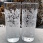 2 New Jack Daniels Old No 7 Brand Tall Whiskey Glasses Snowflake Design 10 oz