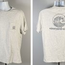 Vineyard Vines Ocean Wave Logo Pocket T Shirt Men Medium Light Gray Cotton