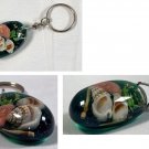 VTG St Martin Marteen Lucite Resin Beach Seashells Keychain Key Ring Tropical
