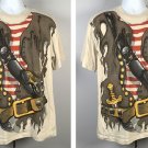 Pirate Buccaneer Dagger Pistol Rum Bottle T Shirt Mens Large Costume