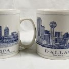 2 Starbucks Coffee Ceramic City Mugs 2008 Dallas 2007 Tampa 18 oz