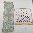 2 Vintage Vera Head Scarves Wraps Square & Rectangular Floral Daisies Tulips