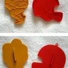 2 Vintage Hallmark Plastic Cookie Cutters Football Player & Helmet
