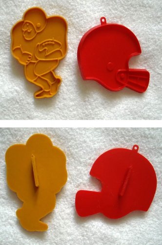 2 Vintage Hallmark Plastic Cookie Cutters Football Player & Helmet