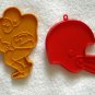 2 Vintage Hallmark Plastic Cookie Cutters Football Player & Helmet