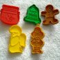5 Vintage Hallmark Mini Plastic Cookie Cutters Angel Bell Pilgrim Snowman